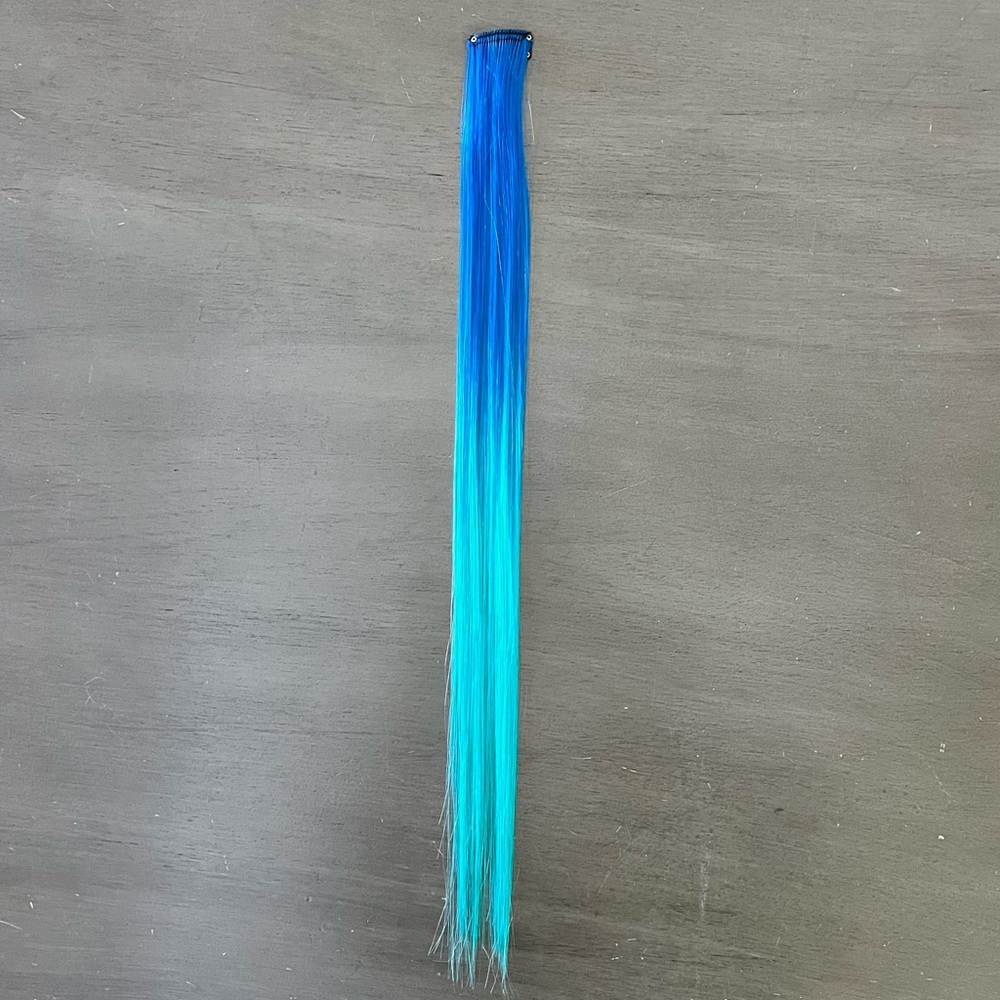 Ombre Royal Turquoise Sky Blue & Green Temporary Clip In Comb 18" Hair Extension